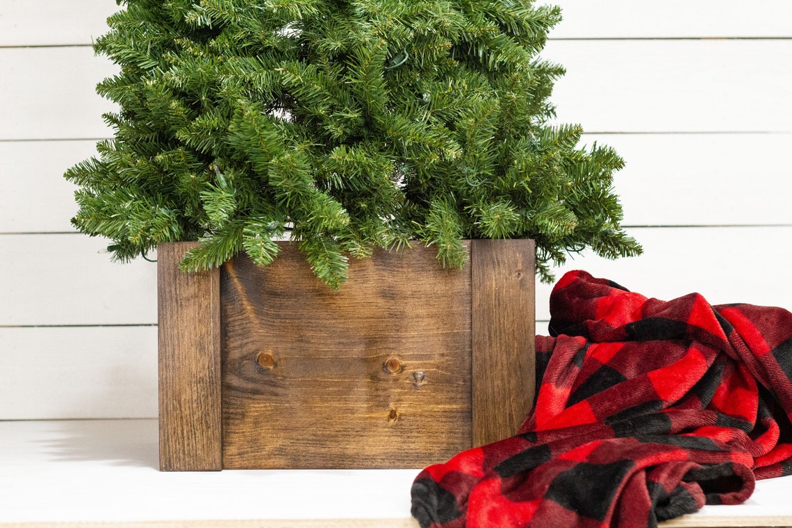 Folding Christmas Tree Collar Farmhouse Tree Box Collapsible Etsy