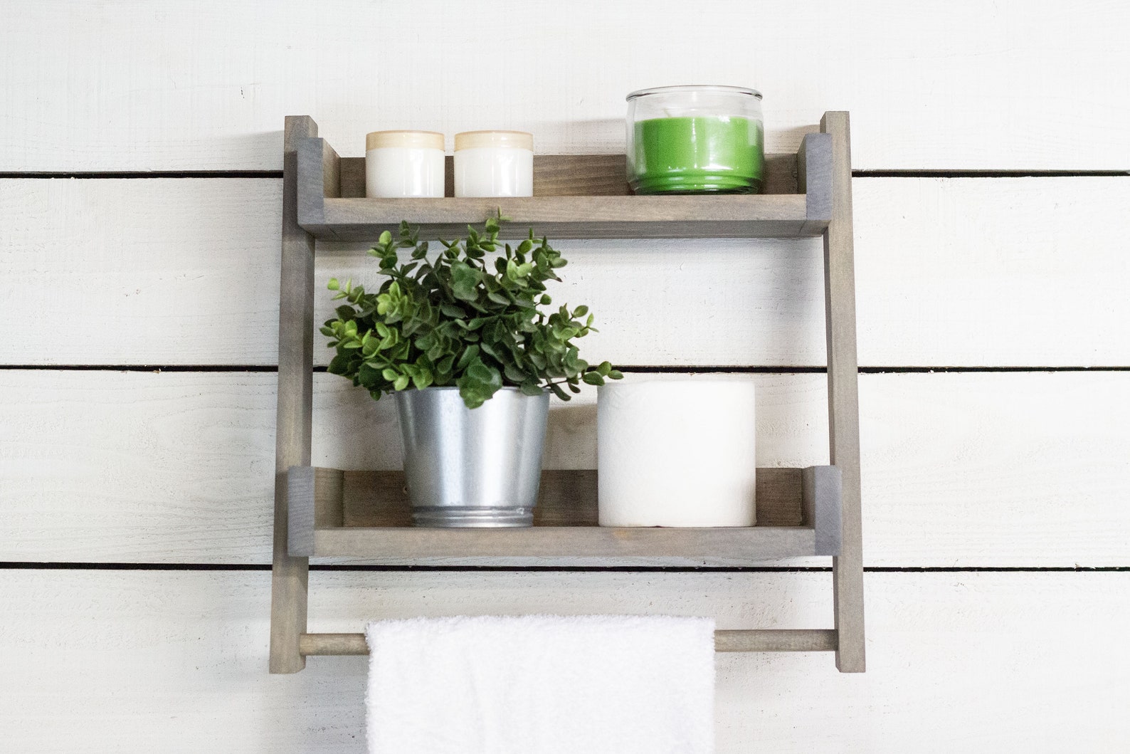 Bathroom Ladder Shelf With Towel Bar Etsy