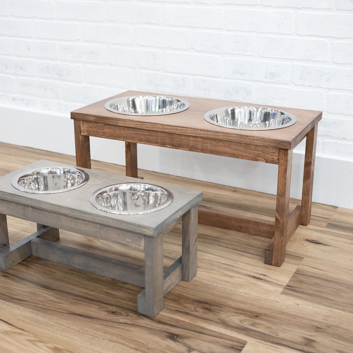 Raised Dog Food Stand With Stainless Steel Bowls, Elevated Wooden Pet Feeder - Etsy