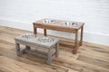 Raised Dog Food Stand with Stainless Steel Bowls,  Elevated Wooden Pet Feeder