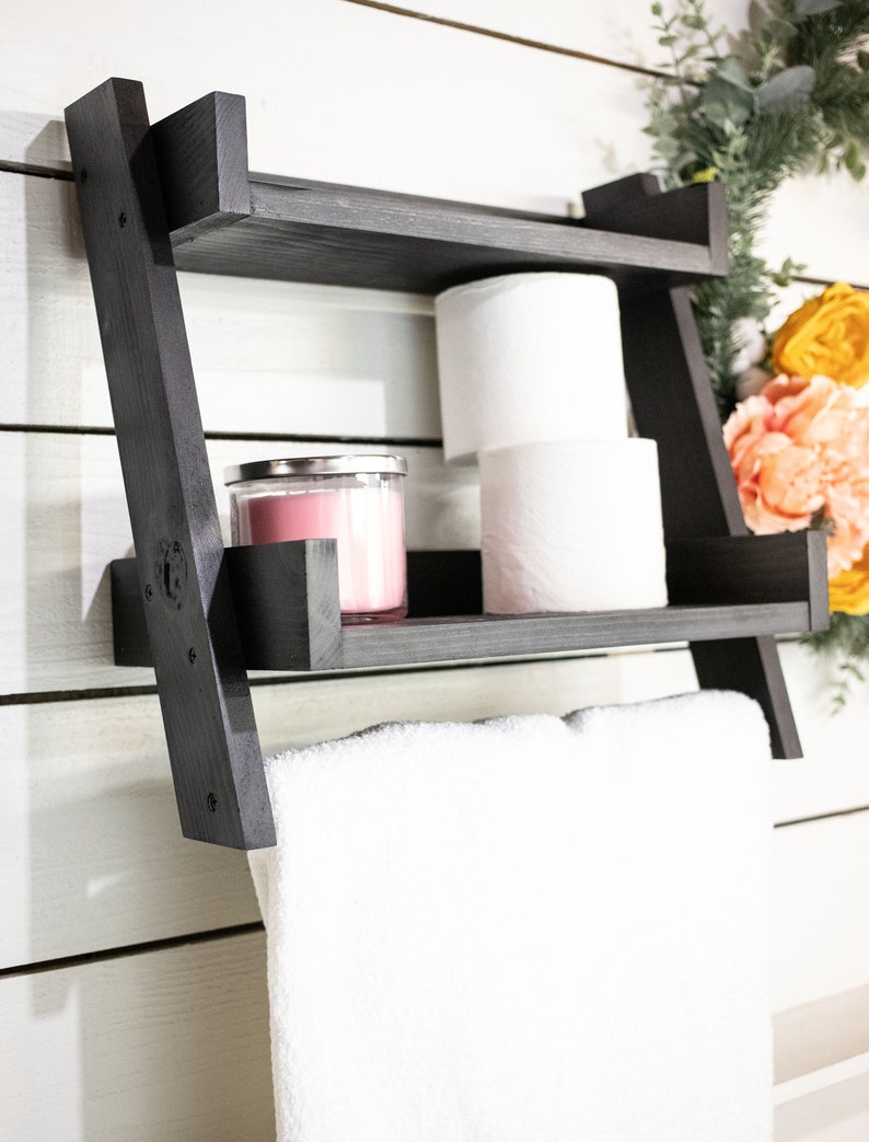 Bathroom Ladder Shelf With Towel Bar Etsy Canada