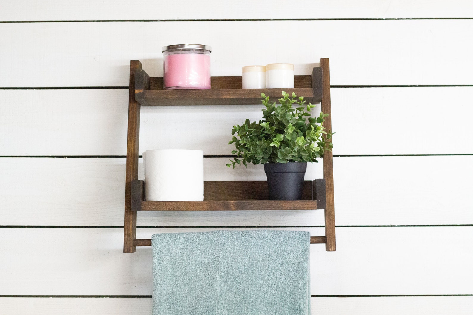 Bathroom Ladder Shelf With Towel Bar Etsy Canada