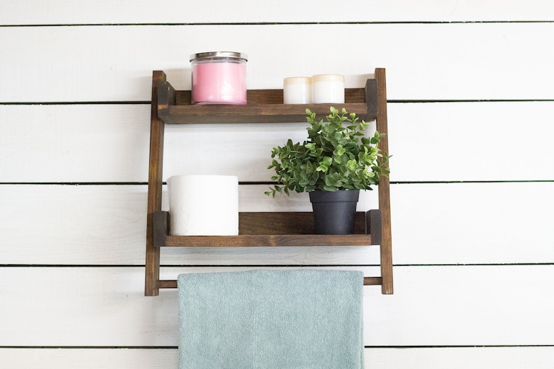 Bathroom Ladder Shelf With Towel Bar Etsy Canada