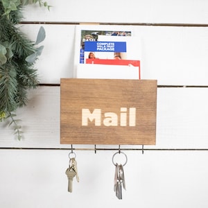 Small Mailbox, Easy Install Wall Mounted Letter Holder with Key Hooks.