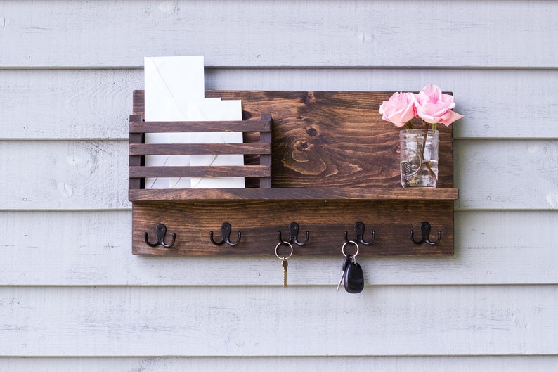 Mail And Key Holder Mail Organizer Mail Sorter Wood Mail Etsy