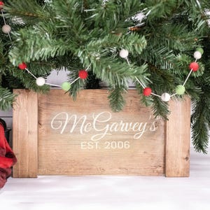 Engraved Folding Christmas Tree Collar, Farmhouse Tree Box, Collapsible Tree Skirt, Tree Stand Alternative