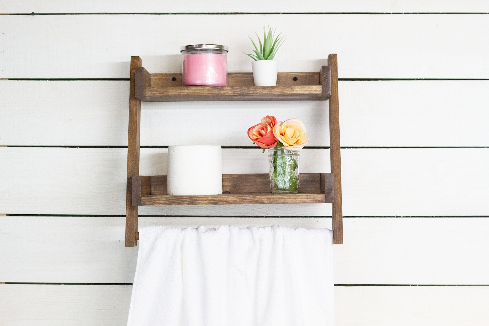 Bathroom Ladder Shelf With Towel Bar Etsy