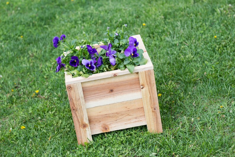 Outdoor Cedar Planter Square Cedar Box Wood Deck Planter ...