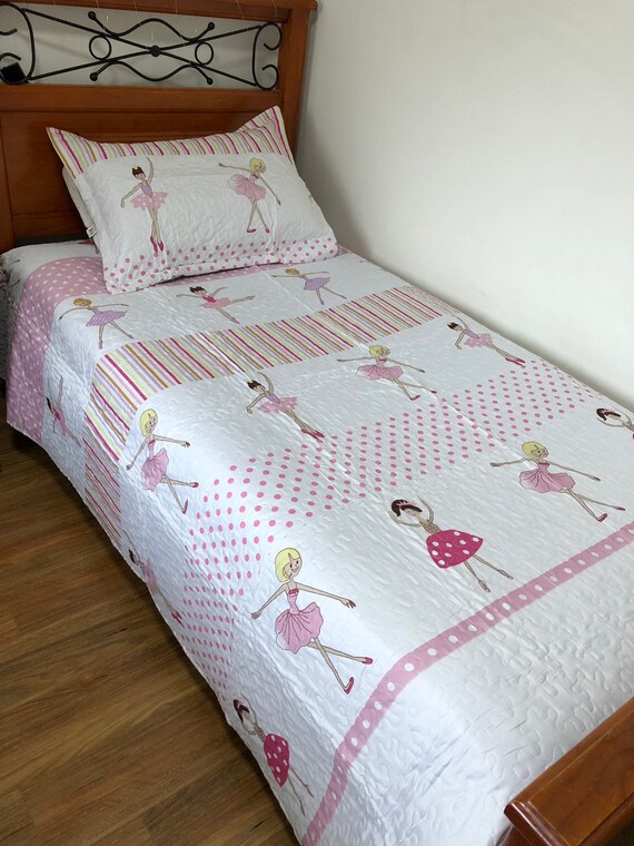 Girls Dancing Ballerina Patchwork Quilt Coverlet Single Etsy