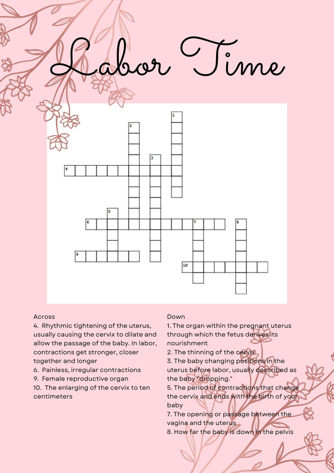 Crossword Puzzle Birth Education Woman Reproduction Labor and Crossword Puzzle Birth Education Woman Reproduction Labor and