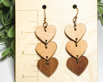 3 Hearts Earrings | Etsy