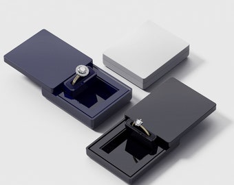 Monolix Unique Slim Ring Box - Format de poche pour proposition de bague de fiançailles - Boîte à bagues à couvercle coulissant la plus cool - Étui fin en plastique (2 tailles)