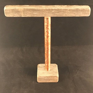 Bracelet Stand - 12&quot; Tall - Weathered Wood w/ Distressed Copper Riser - Bracelet Display - Bracelet Holder for Craft Shows Vendors