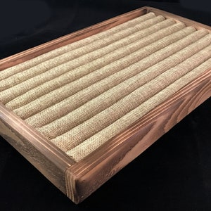 Ring Display Tray in Torched Cedar, Weathered Wood or Torched Cedar with Burlap or Black Insert - Ring Display - Ring Holder - Ring Tray