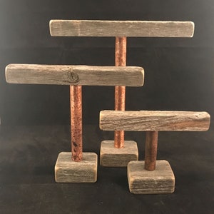 Bracelet Display Trio with Distressed Copper Riser - Earring  Bracelet Display - Craft Shows, Trade Show