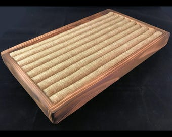 Ring Display Tray in Torched Cedar, Weathered Wood or Torched Cedar with Burlap or Black Insert - Ring Display - Ring Holder - Ring Tray