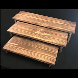 Nesting Risers in Raw or Torched Cedar Wood, Weathered Wood - Jewelry Risers - Display Table - Tray - Wood Risers