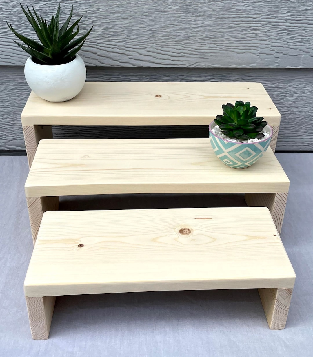 Tall Nesting Display Risers in Raw or White Washed Pine Wood - Jewelry ...