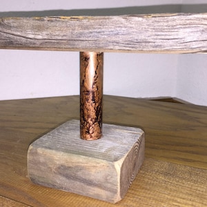 Bracelet Stand - 6&quot; Tall - Weathered Wood w/ Distressed Copper Riser - Bracelet Display - Bracelet Holder for Craft Shows Trade Show Vendors