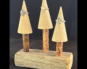 Ring Display in Weathered Wood with Distressed Copper - Ring Display - Ring Holder - Ring Tree - Ring Stand - Craft Shows Trade Show Vendors