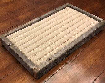 Ring Display Tray in Weathered Wood with Burlap or Black Insert - Ring Display - Ring Holder - Ring Tray - Craft Shows