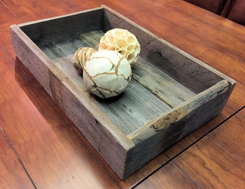 Serving Tray Rustic Reclaimed Weathered Wood Ottoman Tray Etsy