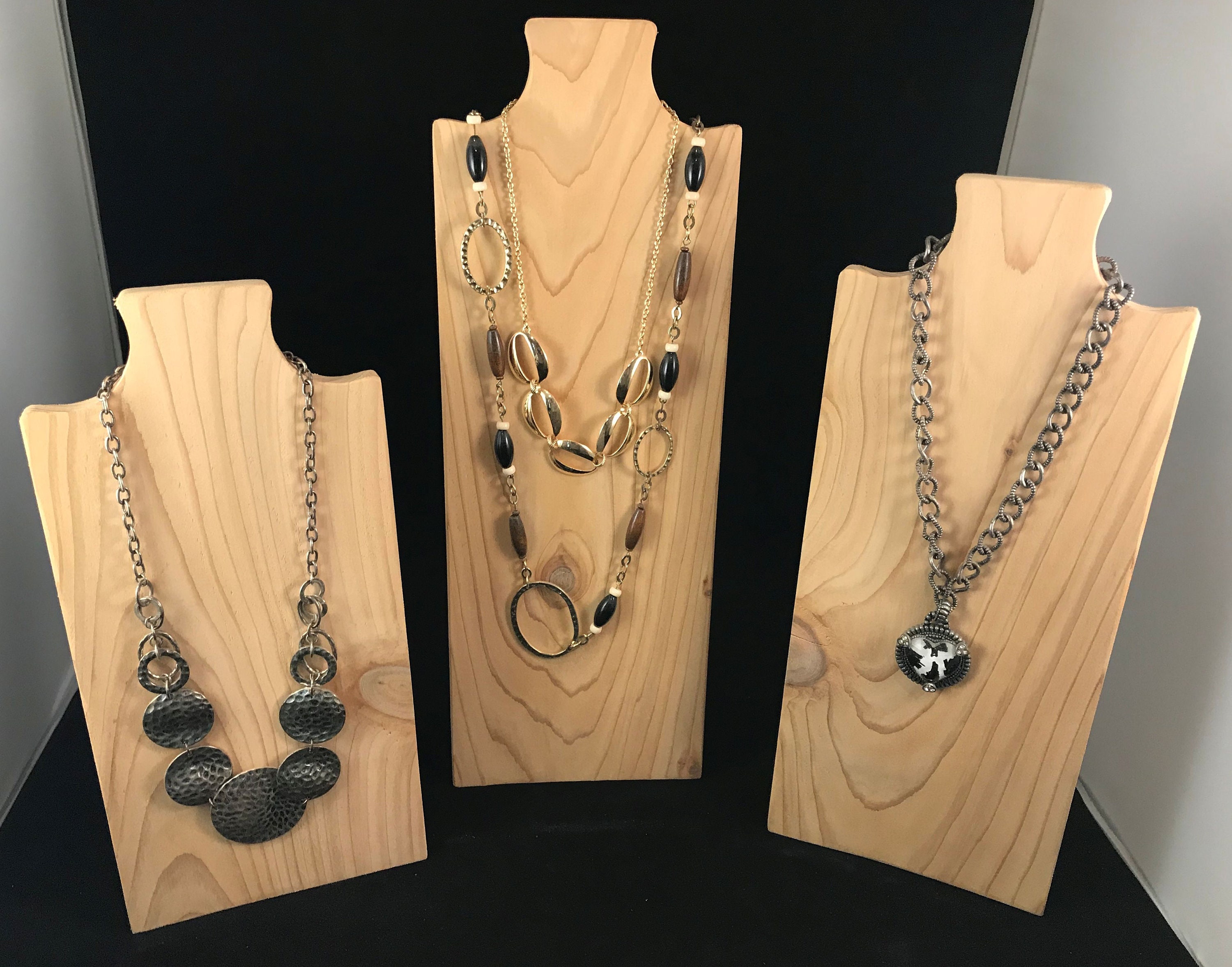 Jerify 4 Pieces Wood Necklace Display Holder Wood Plank Necklace Jewelry  Display Ring Display for Selling Necklace Holder Stand Finger Ring Display
