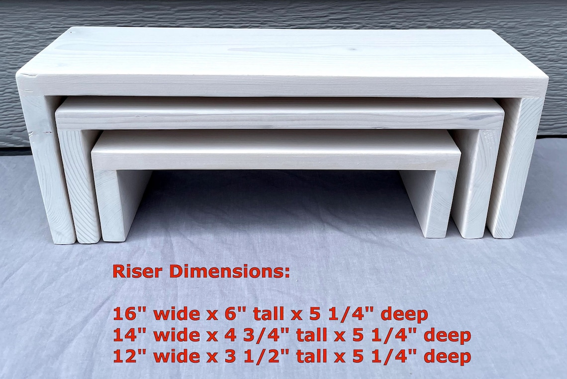 Tall Nesting Display Risers in Raw or White Washed Pine Wood - Jewelry ...