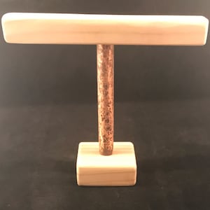 9&quot; Tall Bracelet Stand in Raw Cedar Wood with Distressed Copper Riser - Bracelet Display - Bracelet Holder Craft Shows, Trade Show Vendors