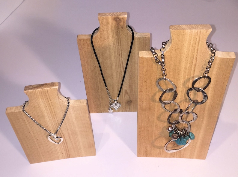 3 Necklace Stands in Raw Cedar Wood Jewelry Display Etsy
