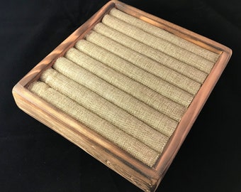 Ring Display Tray  in Torched Cedar with Burlap or Black Insert - Half Sized - Ring Display - Ring Holder - Ring Tray - Craft Show