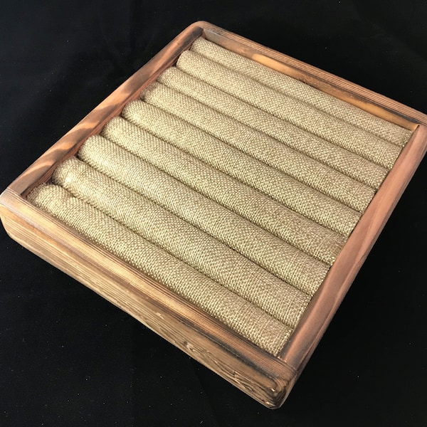 Ring Display Tray  in Torched Cedar with Burlap or Black Insert - Half Sized - Ring Display - Ring Holder - Ring Tray - Craft Show