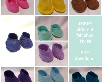 THREE STYLES of Baby Doll Shoe Patterns- Fits 12" Wee Baby Stella - Instant PDF Download - 12" Baby Doll
