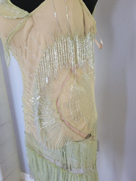 Vintage Beaded Corset Dress Green Luxury Dress - image 8