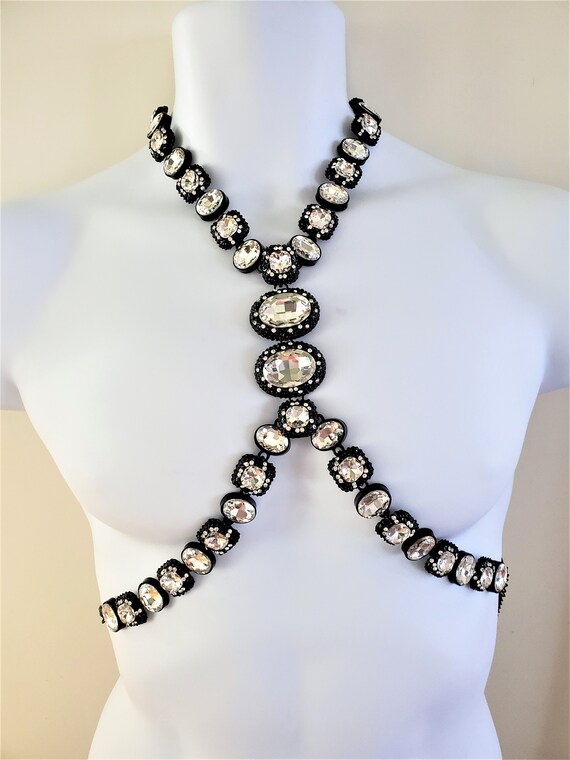 Clear Diamond Crystal Rhinestone Body Harness Neck