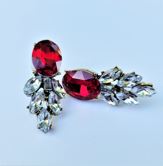 Ruby Red Earrings Crystal Empress Duchesses - image 2