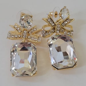 Bow Diamond Crystal Earrings Dangle