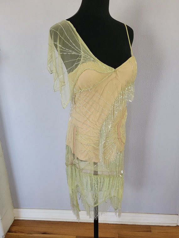 Vintage Beaded Corset Dress Green Luxury Dress - image 6