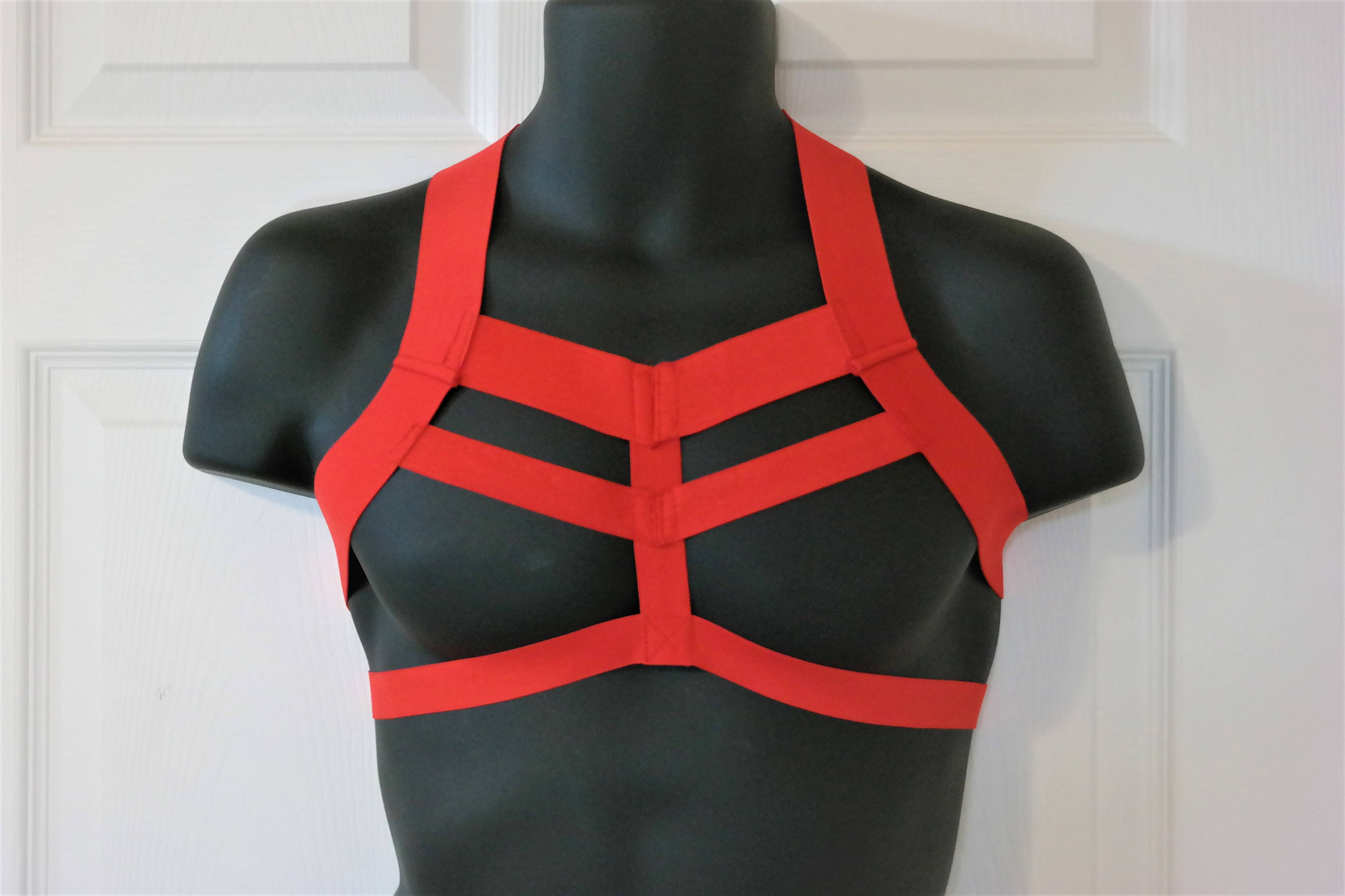 Men's Red Elastic Chest Minaj Harness Cage Burlesque Etsy