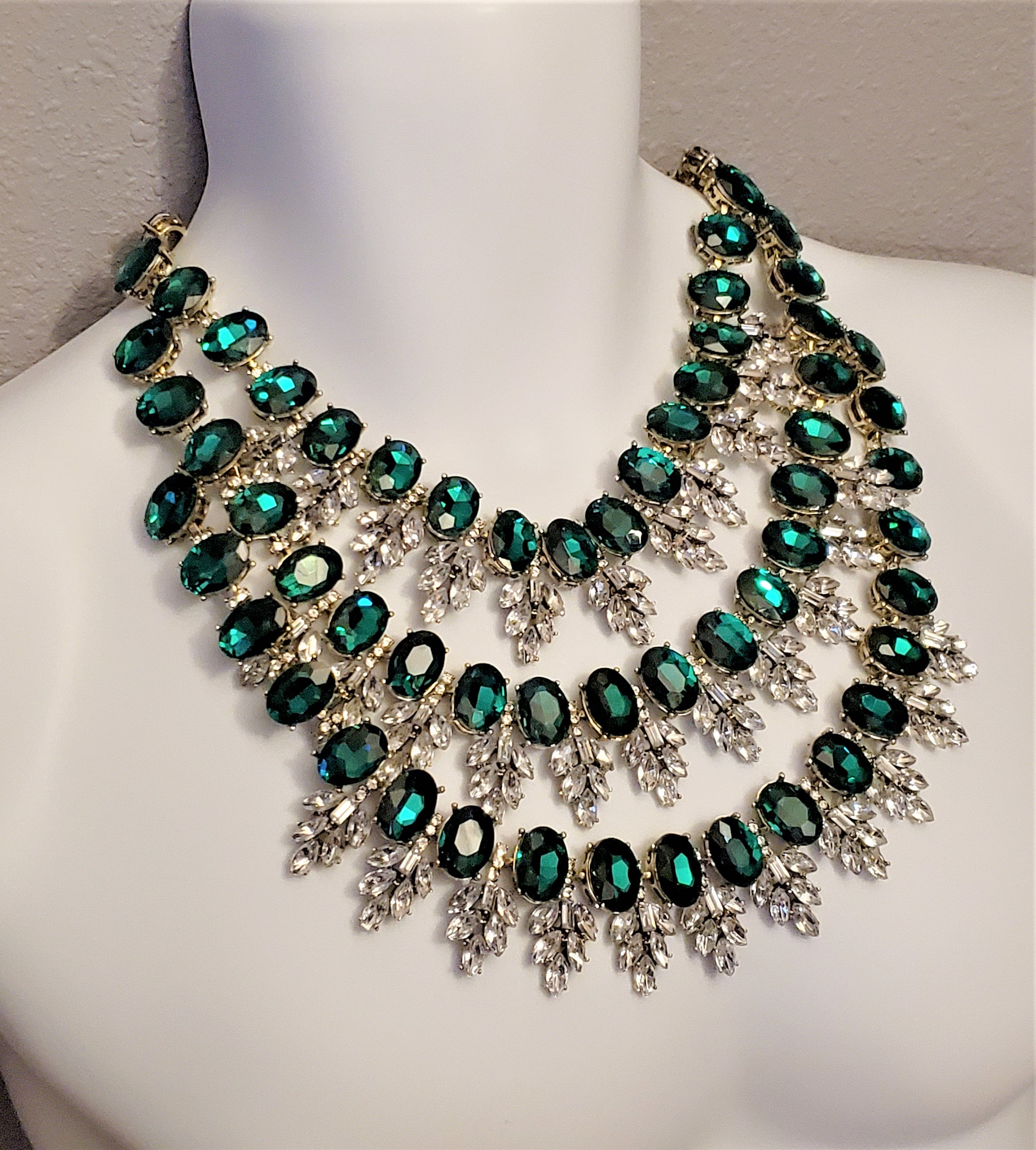 Buy Efulgenz Flower Green Rhinestone Austrian Crystal Statement Necklace  Set Bridal Choker Necklace Dangle Earrings for Women Fashion Jewelry Set  for Party Prom Wedding Bridesmaid Gift ,Dark Green Online at Best Prices