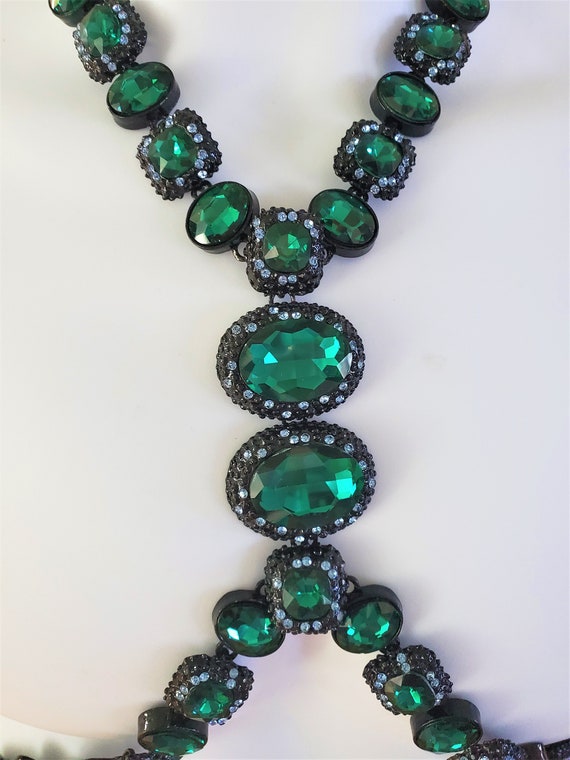 Green Crystal Rhinestone Body Harness Necklace Co… - image 5