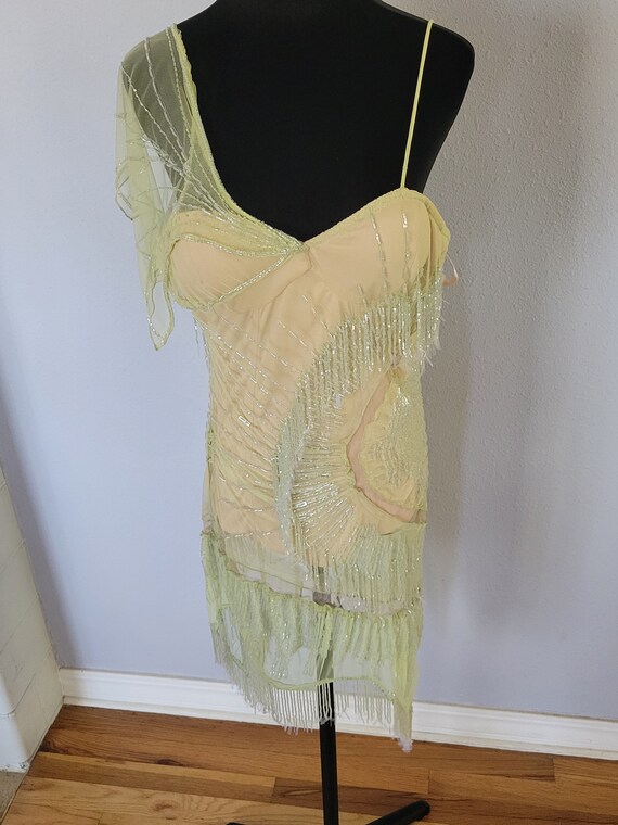 Vintage Beaded Corset Dress Green Luxury Dress - image 3