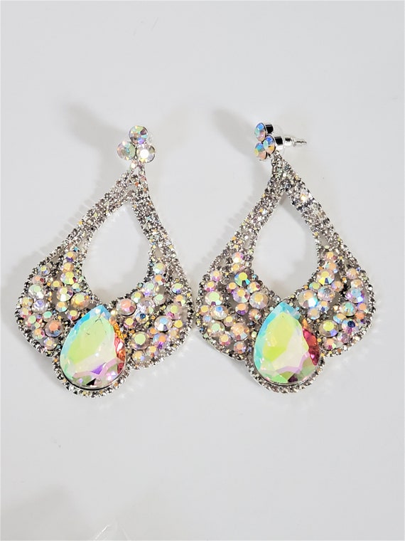 Large AB Crystal Chandelier Drop Clear earrings