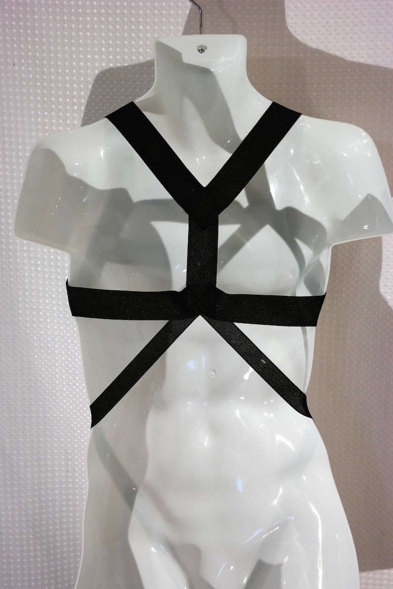 Men's Black Elastic Chest Harness Hilton With Built in Etsy