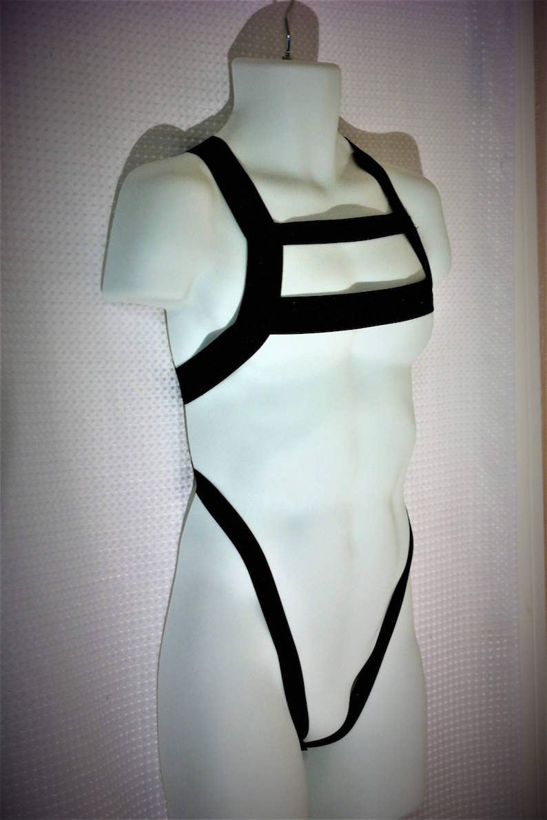 Men's Black Elastic Chest Harness Hilton with built in Etsy