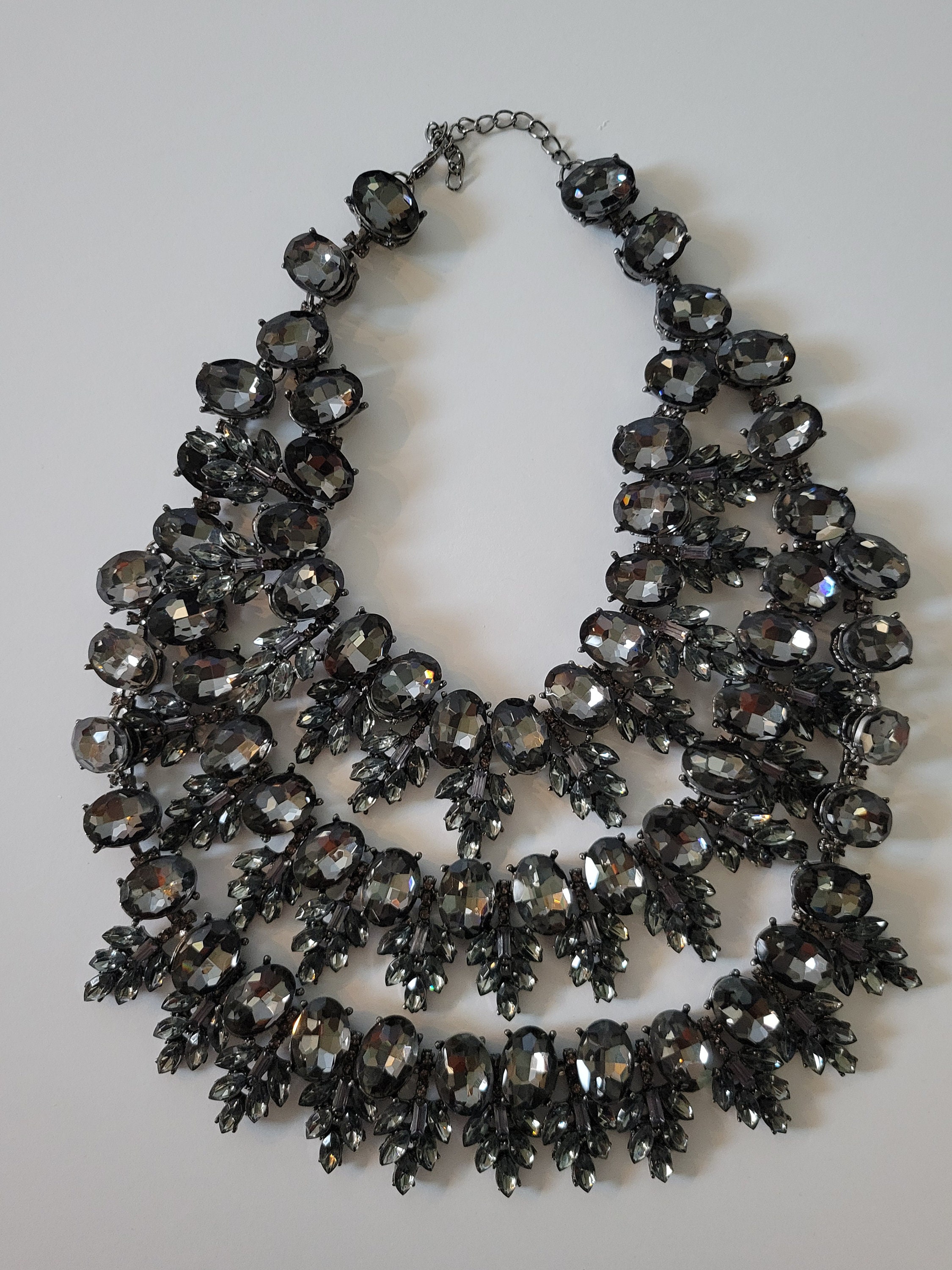 【BLACKPURPLE】[blacklabel] 3A mystic square crystalring Dark Black Crystal Empress Diamond Rhinestone 3 Strand Bib