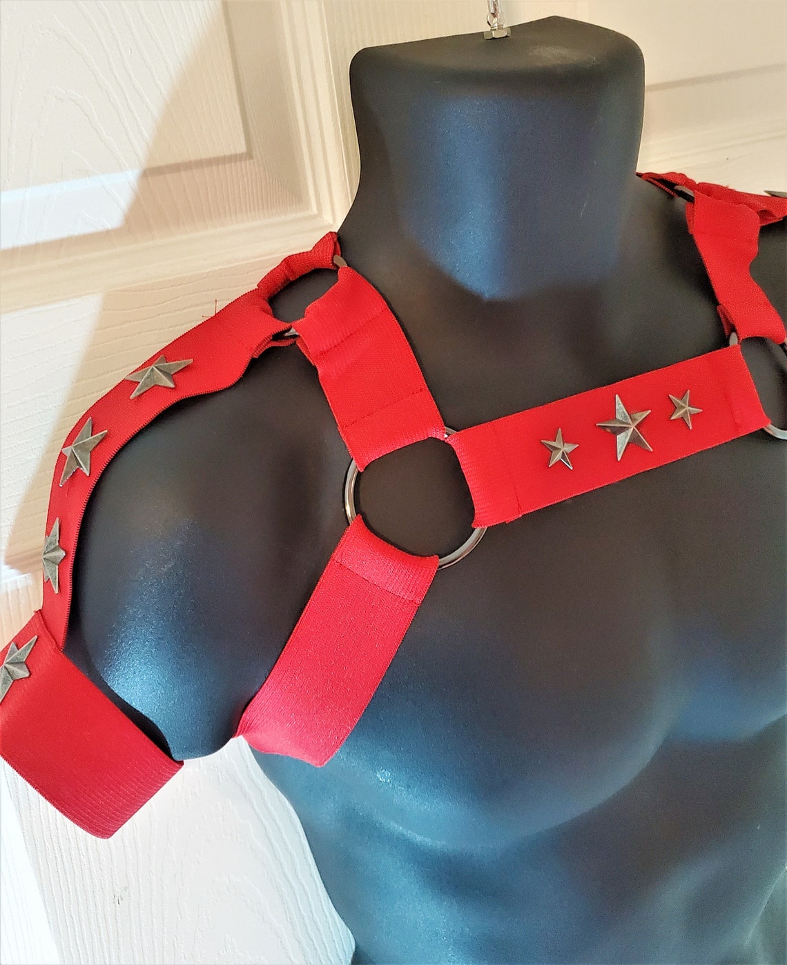 Men's Red Elastic Chest Harness With Built in Arm Band Etsy