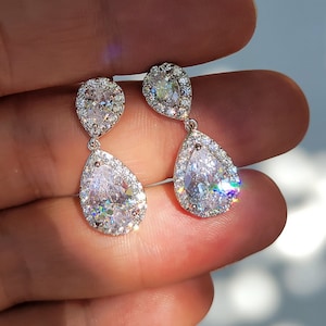 Clear Crystal Earrings Diamond Cubic Zirconia (CZ)  Crystal Bob Hanging earrings