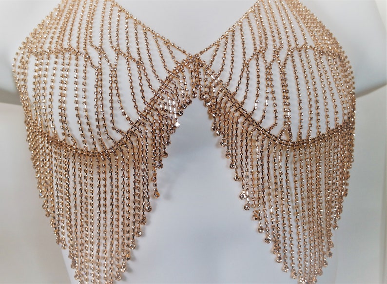 Chaîne Corporelle Strass Or - Bijou Ventre, Bikini, Soutien-gorge, Style Boho Et Festif