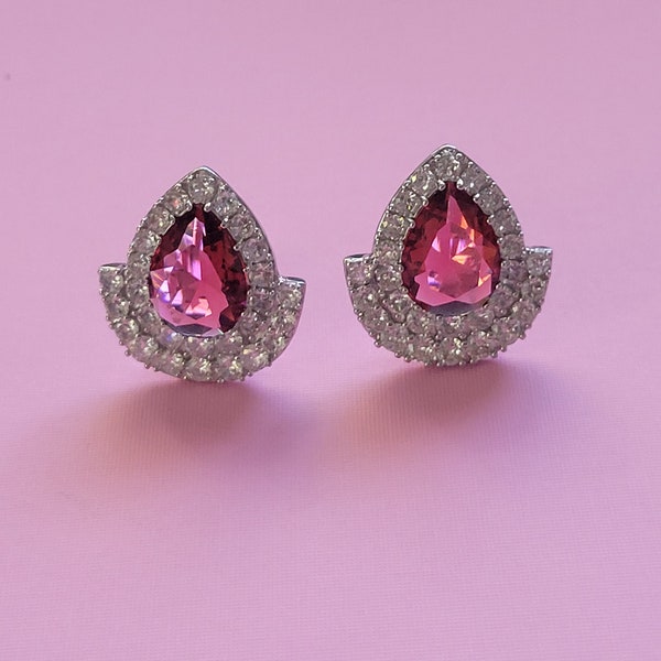 Crystal Ruby Joan Collins Style Dynasty Earrings set Alexis Colby Carrington